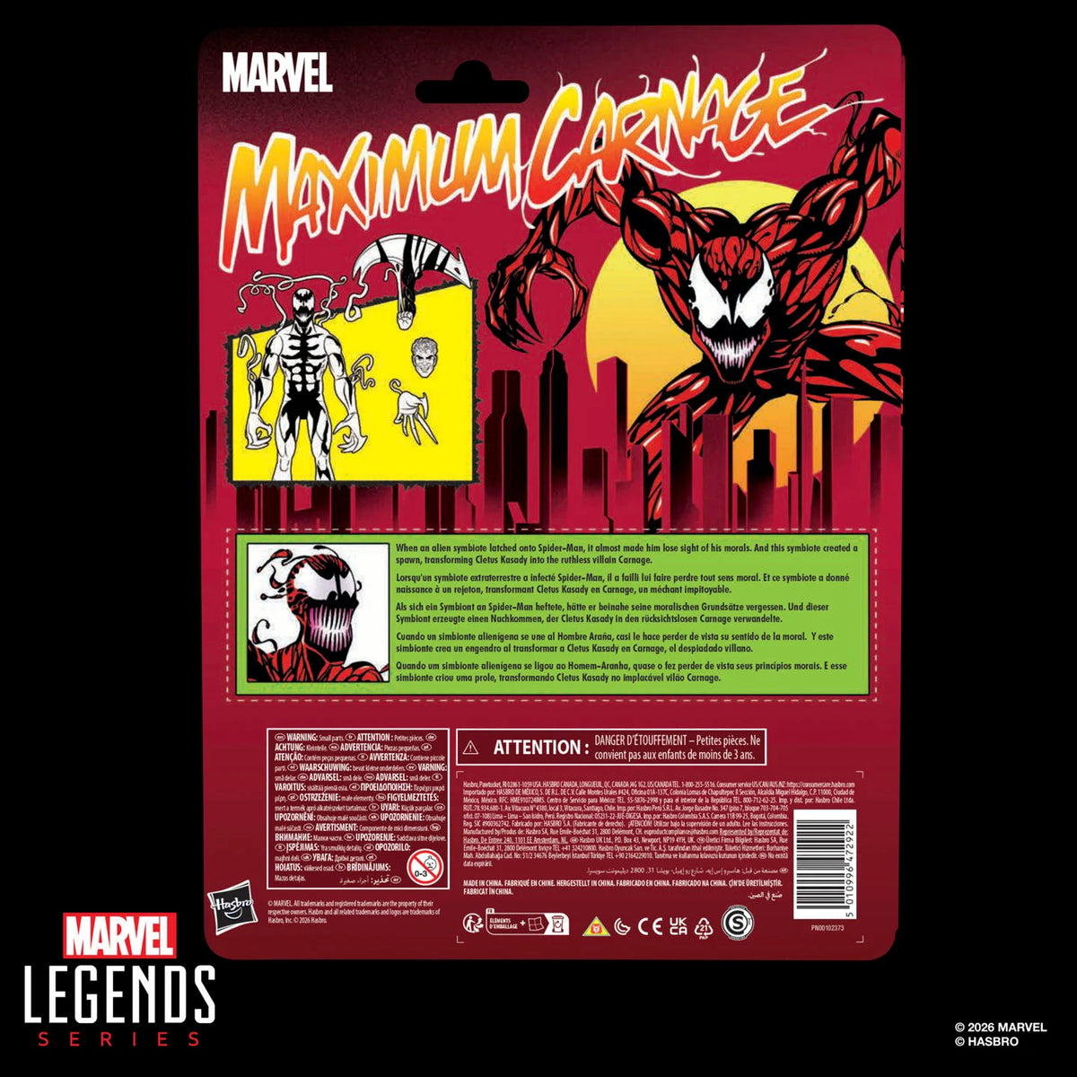 Marvel Legends Carnage Maximum Carnage Retro Cardback 6-Inch Action Figure