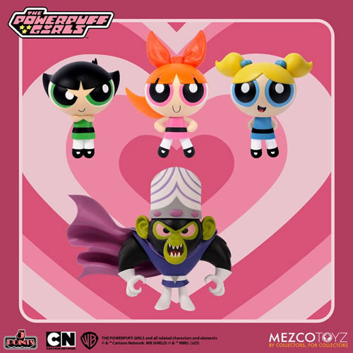5 Points Powerpuff Girls Deluxe Set Blossom Bubbles Buttercup Mojo Jojo by Mezco