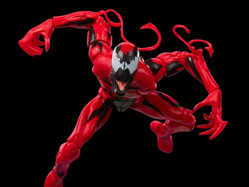 Marvel Legends Maximum Carnage Carnage figure posed with symbiote tendrils