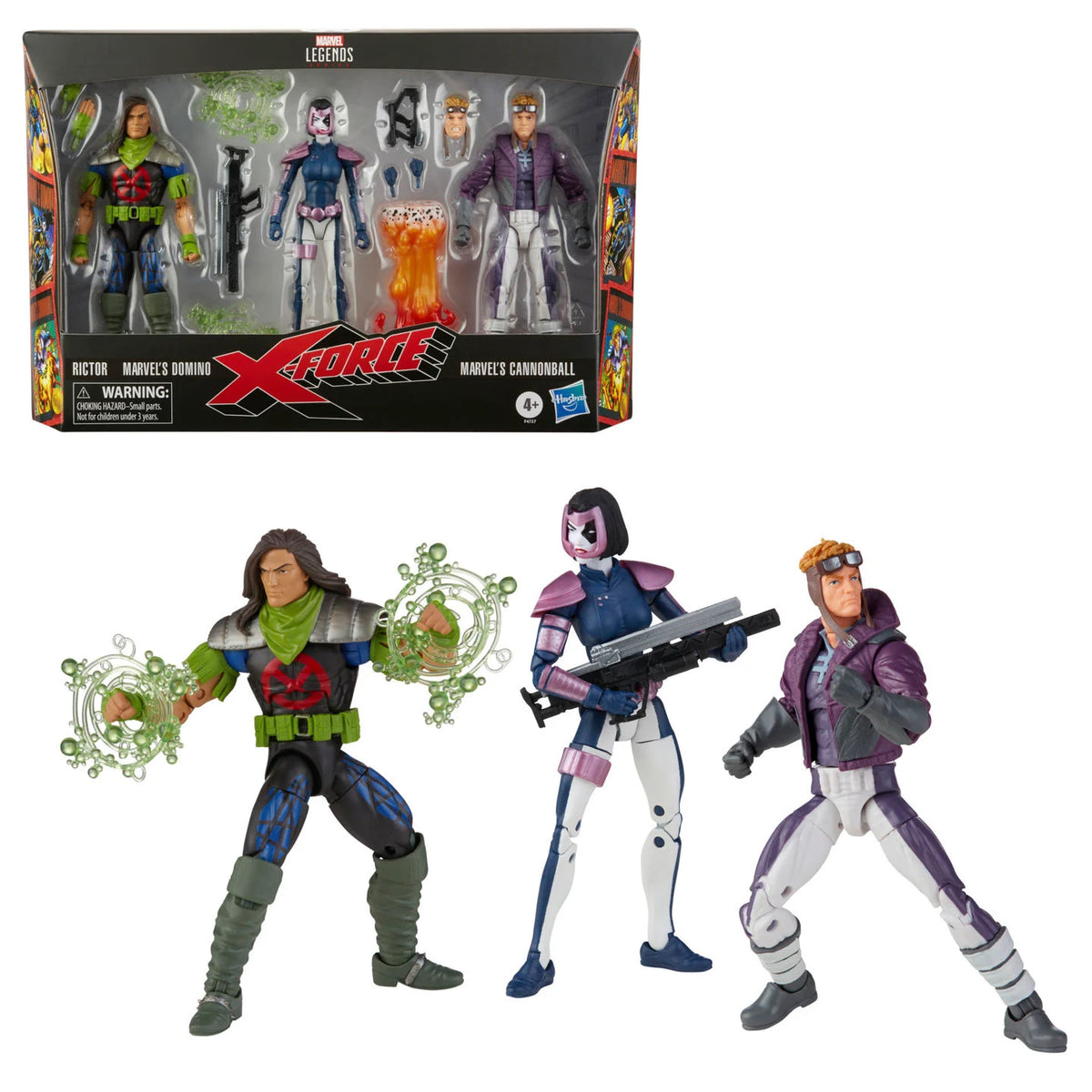 Marvel Legends X-Force Domino Rictor Cannonball 3-Pack with retail packaging