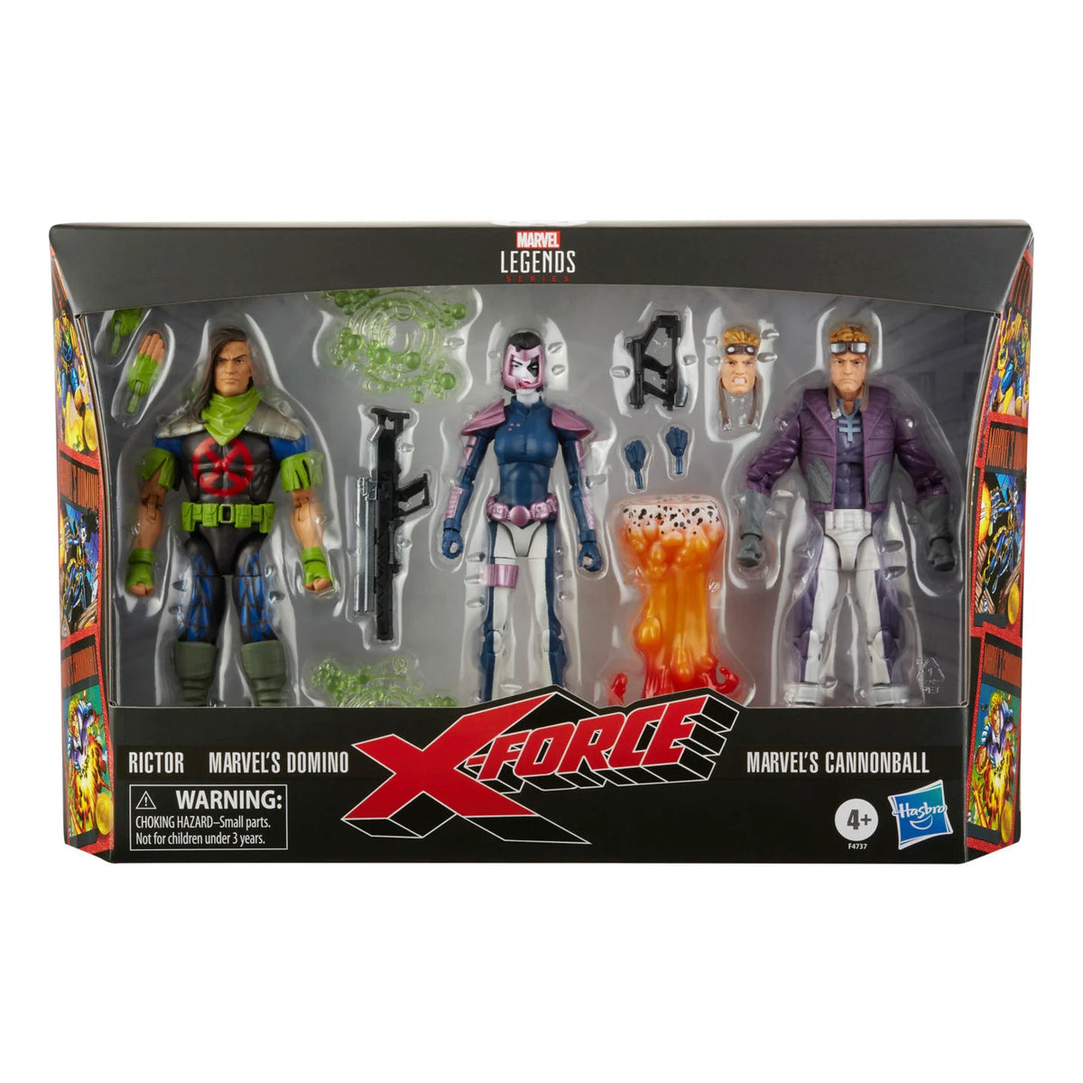 Marvel Legends X-Force Domino Rictor Cannonball 3-Pack boxed front view