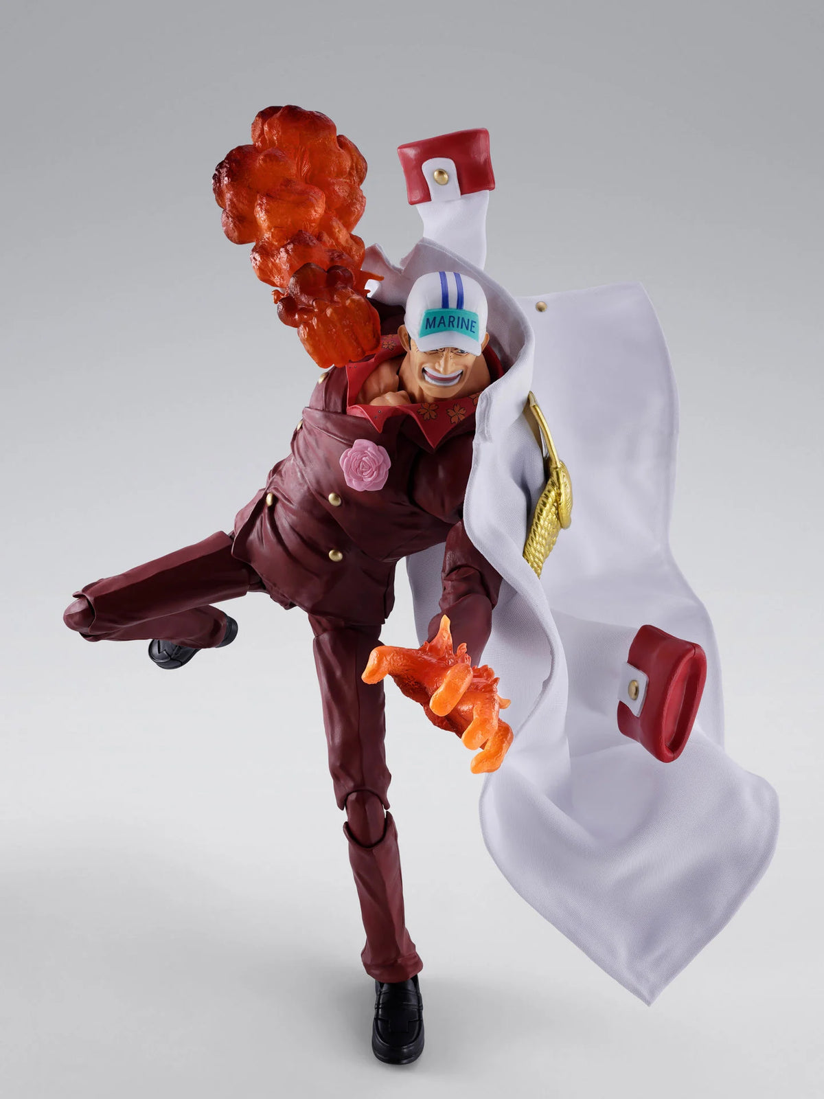 S.H.Figuarts Sakazuki Akainu Marineford action pose with magma effects