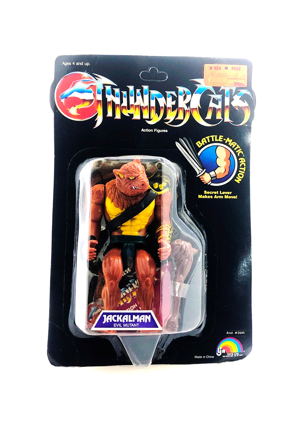 Thundercats: Jackalman (primer lanzamiento sin perforar) (LJN, 1985)